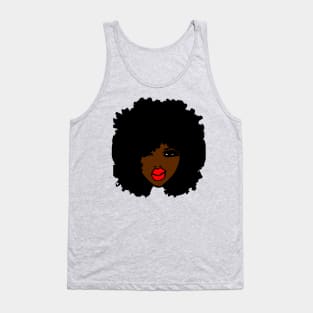 Afro Black BrownSkin  Red Lips Natural Hair Tank Top